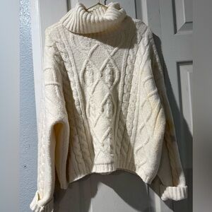 Abercrombie & Fitch Cream Cable Knit Turtleneck Sweater